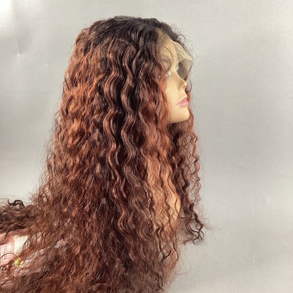 Outre Other - Kallara #DRFF2/Ginger Brown Long Wavy Melted Hairline Synthetic Lace Front Wig